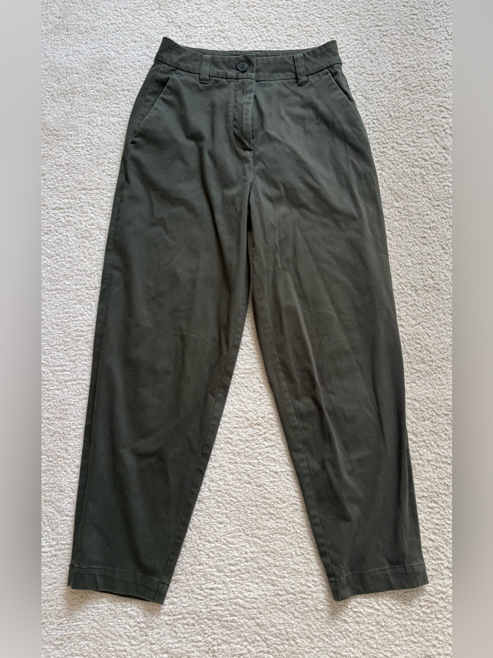 Frank and Oak Amelia Coupe Retro Vintage fit olive green pants sz 2 (27) organic